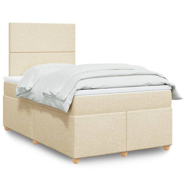 vidaXL Boxspring posteľ s matracom krémová 120x190 cm látka