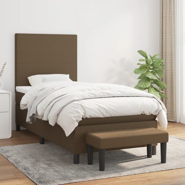 vidaXL Boxspring posteľ s matracom tmavohnedá 100x200 cm látka