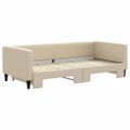vidaXL Denná posteľ s rozkladacou posteľou krémová 90x200 cm látka