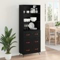 vidaXL Highboard Čierny dub 69,5 x 34 x 180 cm Kompozitné drevo