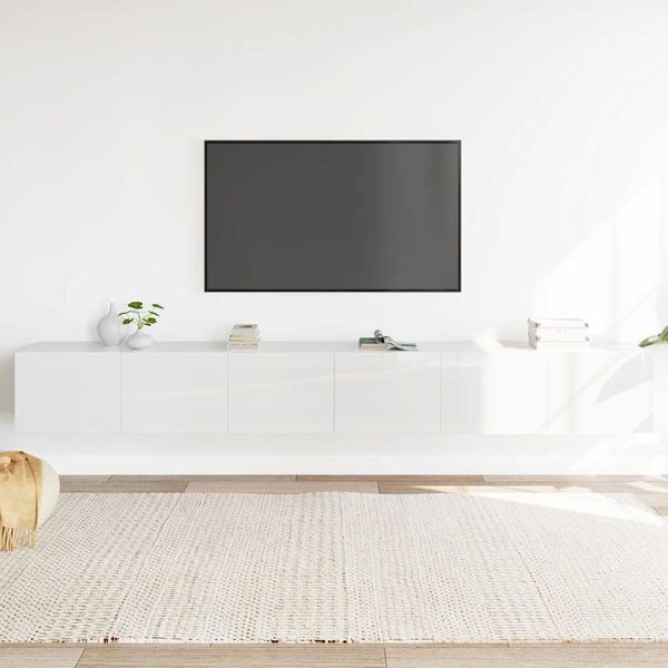 vidaXL 3-dielna súprava TV skriniek lesklá biela spracované drevo