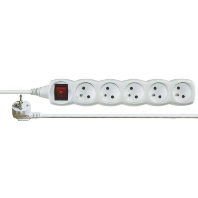 Prodlužovací kabel bílý s vypínačem 5 zásuvek 7m