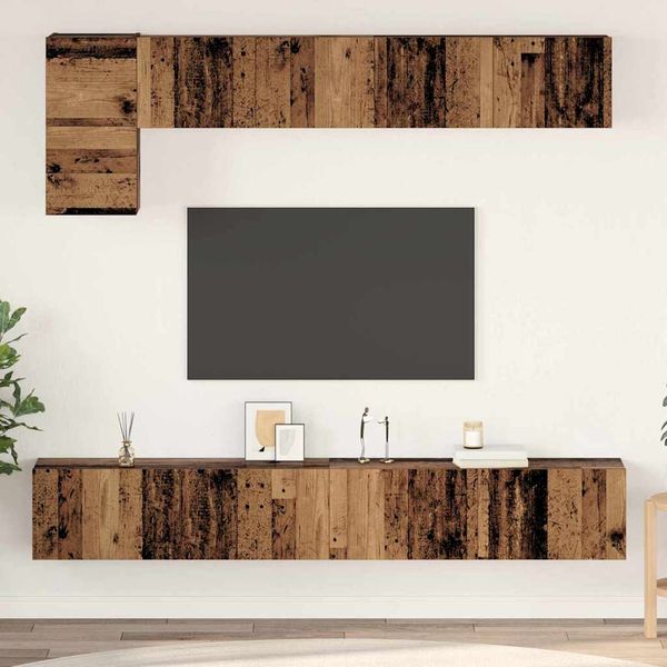 vidaXL Zostava TV skriniek Nástenný 5 pcs Staré drevo Kompozitné drevo