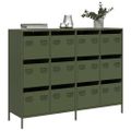 VidaXL Príborník Olive Green 135x39x103,5 cm Oceľ valcovaná za studena