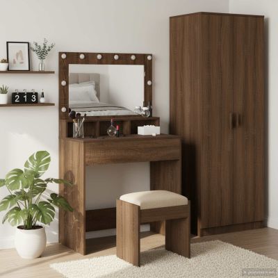 vidaXL Toaletný stolík Hnedý dub 75,5 x 41 x 135 cm Kompozitné drevo