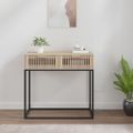 vidaXL Konzolový stolík 80x30x75 cm spracované drevo a železo