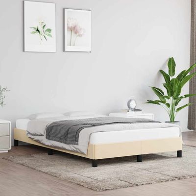 vidaXL Posteľ bez matraca krémová 120x190 cm látka