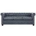 vidaXL 3-miestna pohovka Chesterfield, umelý semiš, sivá