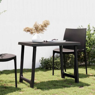 vidaXL Kempingový stôl antracit 79x56x64 cm PP drevený vzhľad