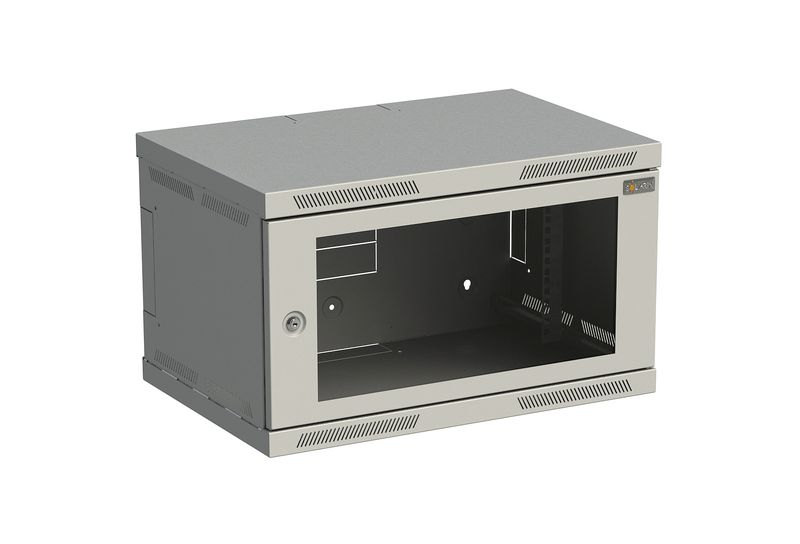 Rozvádzač nástenný SENSA 6U 400 mm, dvere sklo, RAL 7035, SENSA-6U-64-11-G