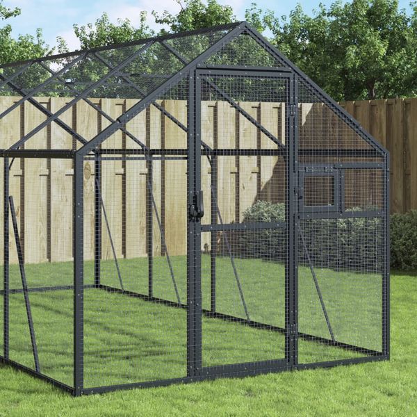 vidaXL Voliéra antracitová 1,79x8x1,85 m hliník