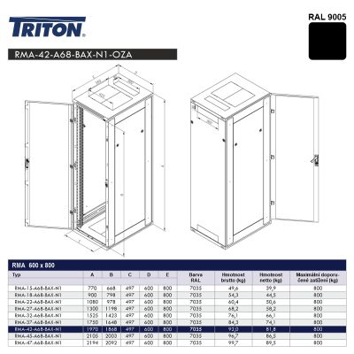 ZĽAVA! Stoj.rack 42U 600x800 čierny, zadný kryt sito 80%