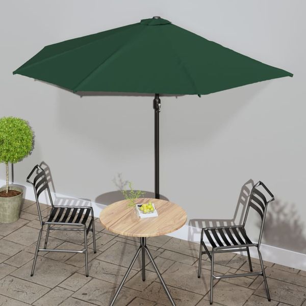 vidaXL Balkónový slnečník, hliníková tyč, zelený 300x155 cm, polkruh