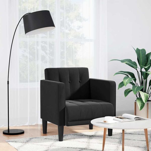 vidaXL Rozkladacia pohovka s podrúčkami, čierna, 53 cm, zamat