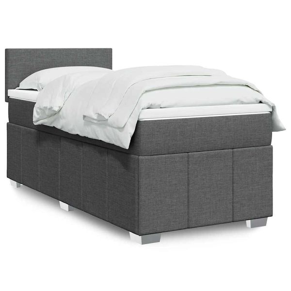 vidaXL Posteľný rám boxsping s matracom tmavosivý 80x200 cm látka