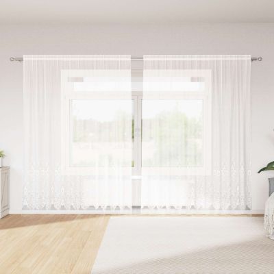 vidaXL Čipková záclona Biela 220 x 300 cm Polyester