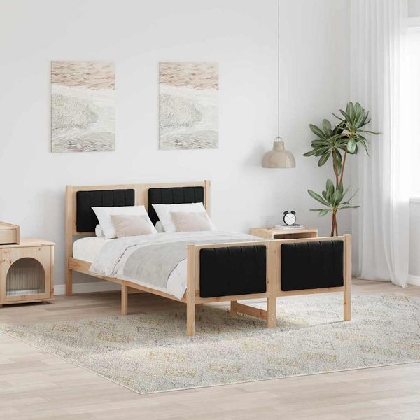 vidaXL Rám postele Hnedá a čierna 120 x 200 cm Borovicový masív