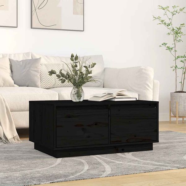 vidaXL Konferenčný stolík čierny 80x50x35 cm borovicový masív