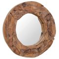 vidaXL Dekoratívne zrkadlo z teakového dreva, 60 cm, okrúhle