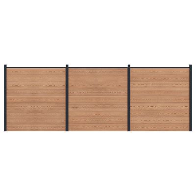 vidaXL Súprava plotov 3 pcs 526 x 186 cm WPC a hliník Hnedá