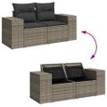 vidaXL Súprava záhradných pohoviek s vankúšom 9 pcs Sivá Poly Ratan