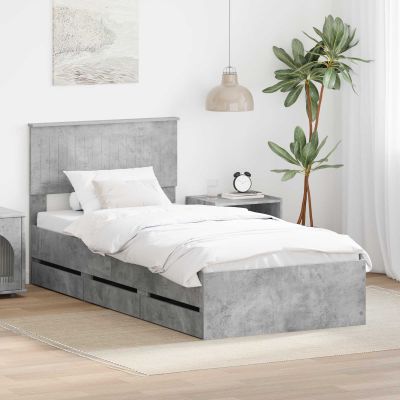 vidaXL Rám postele Betónová šedá 90 x 190 cm Inžinierske drevo