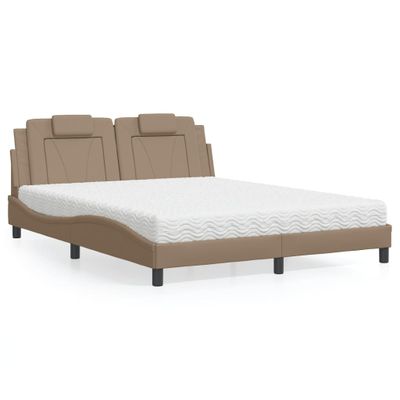 vidaXL Posteľ Viana s matracom kapučínová 160x200 cm umelá koža
