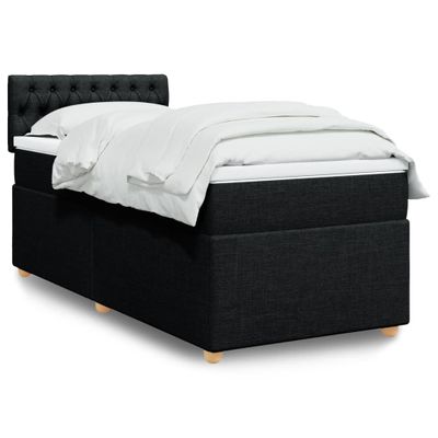 vidaXL Posteľný rám boxspring s matracom čierny 90x200 cm látka