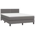 vidaXL Boxspring posteľ s matracom a LED sivá 140x200 cm umelá koža