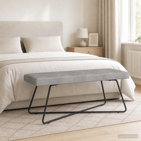 vidaXL lavička Svetlosivá 110 x 40 x 45 cm Zamat
