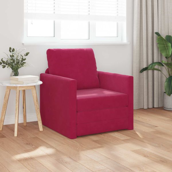 vidaXL Rozkladacia posteľ Víno červené 74 x 77 x 81 cm Zamat