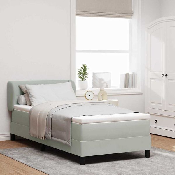 vidaXL Posteľ s pružinovým rámom Svetlosivá 90 x 200 cm Zamat