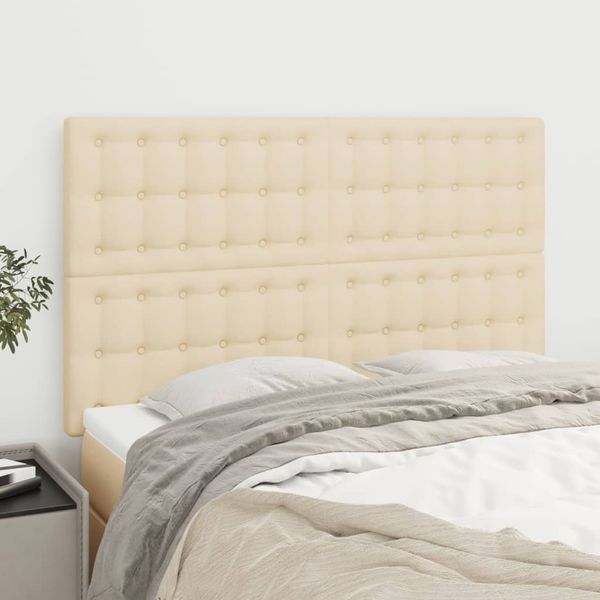 vidaXL Čelo postele krémové 144x5x118/128 cm látkové