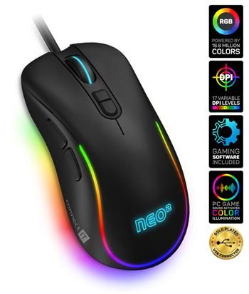 CONNECT IT NEO 2 herná myš+SW, 7200 DPI,RGB podsvietenie, USB, ČERNÁ