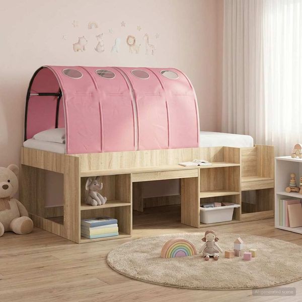 vidaXL Tunelová posteľ 2 pcs Ružová 211 x 67.5 x 2 cm Polyester