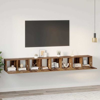 vidaXL Zostava TV skriniek Nástenný 4 pcs Staré drevo 60 x 30 x 30 cm