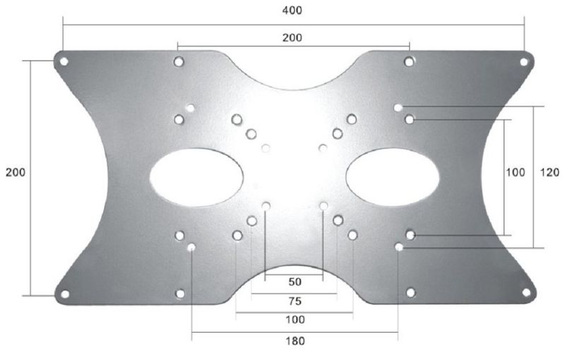 Neomounts  FPMA-VESA400 / VESA Adaptér / VESA (50,75,100, 200x100) mm na (200, 120x180, 400x200) mm / Stříbrný Adaptér, fixní, pro monitory a obrazovky, úhloprícka 22-52", nosnost 35kg, VESA 50x50 na 200x100, stríbrný