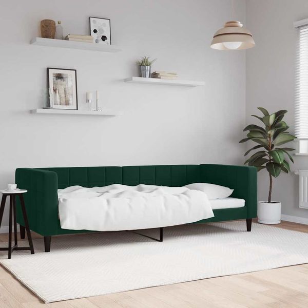 vidaXL Denná posteľ tmavozelená 80x200 cm zamat