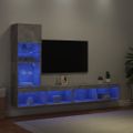 vidaXL 4-dielne TV nástenné skrinky s LED betónovo sivé kompozit.drevo