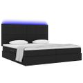 vidaXL LED úložná posteľ s matracom Čierna 200 x 200 cm Látka