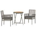 vidaXL Záhradný bistro set 3 ks Sivá polyratan