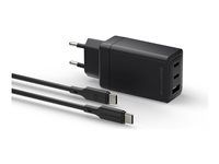dbramante1928 re-charge - Sieťový adaptér - EÚ, 2 m USB-C kábel - 70 watt - PD 3.0, QC 3.0 - na kábli: USB-A, USB-C - čierna - Európa