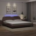 vidaXL Rám postele Viana s LED bez matraca hnedý 200x200 cm