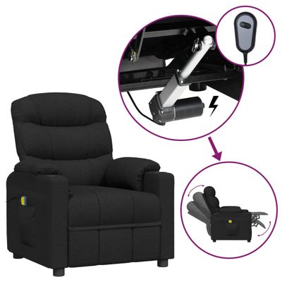 vidaXL Elektrické masážne kreslo čierne látkové