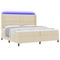 vidaXL LED box s pružinami s čelnou doskou Krémová 200 x 200 cm látka