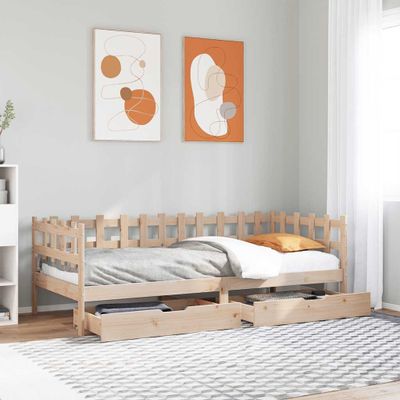 vidaXL Denná posteľ so zásuvkami 90x200 cm masívna borovica