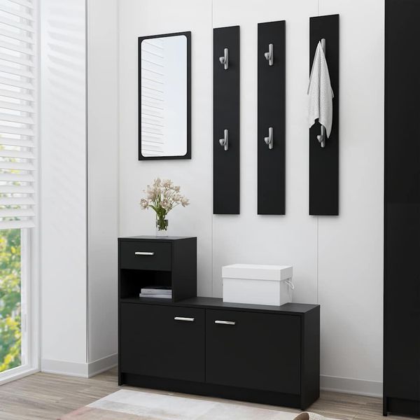 vidaXL Nábytok do chodby, čierny 100x25x76,5 cm, kompozitné drevo