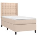 vidaXL Boxspring posteľ matrac a LED kapučínová 90x190 cm umelá koža