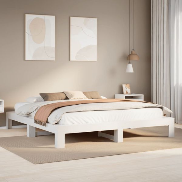 vidaXL Posteľ bez matraca biela 200x200 cm masívna borovica