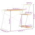 vidaXL Stôl s poličkami, biela a dubová farba 116x50x93 cm